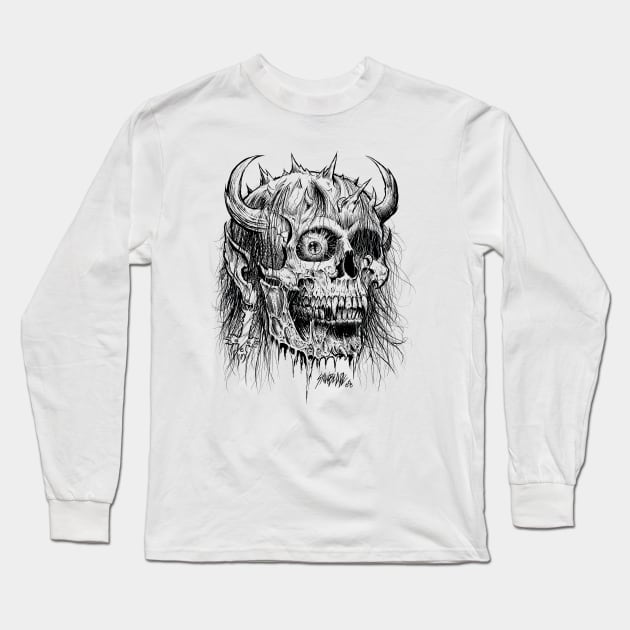 Demon Skull Long Sleeve T-Shirt by sawblade666